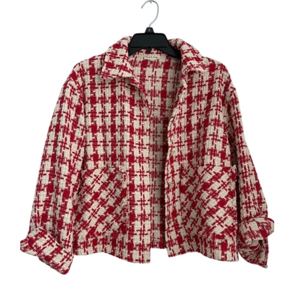 Aaron & Amber Tweed Red Plaid Blazer/Jacker Size Medium